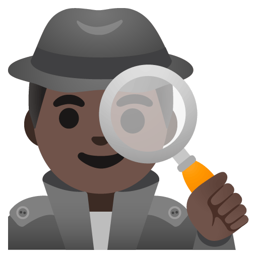 Google design of the man detective: dark skin tone emoji verson:Noto Color Emoji 15.0