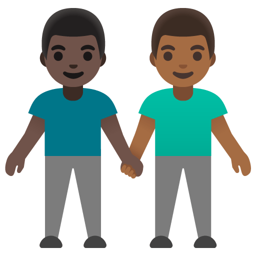 Google design of the men holding hands: dark skin tone medium-dark skin tone emoji verson:Noto Color Emoji 15.0