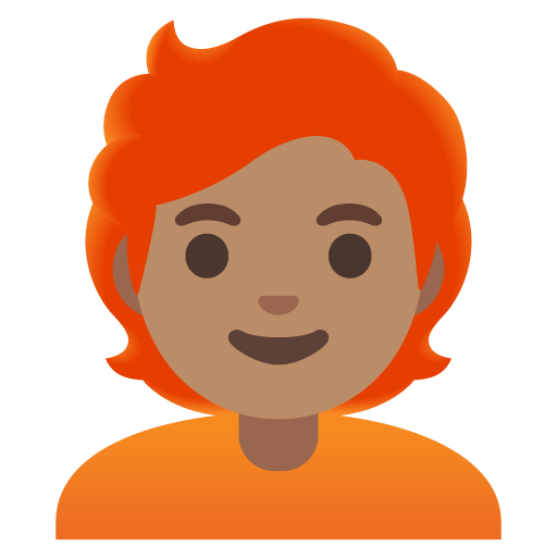 Google design of the person: medium skin tone red hair emoji verson:Noto Color Emoji 15.0