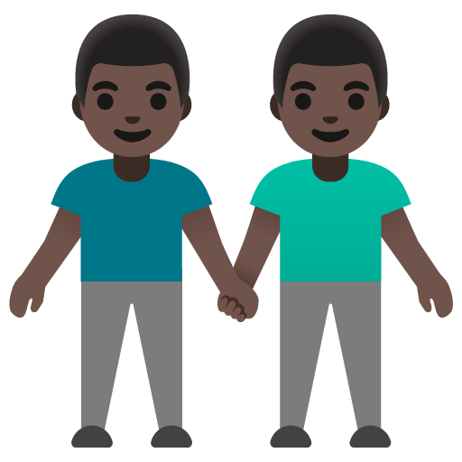 Google design of the men holding hands: dark skin tone emoji verson:Noto Color Emoji 15.0