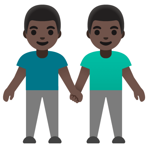Google design of the men holding hands: dark skin tone emoji verson:Noto Color Emoji 15.0