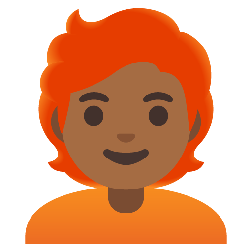 Google design of the person: medium-dark skin tone red hair emoji verson:Noto Color Emoji 15.0