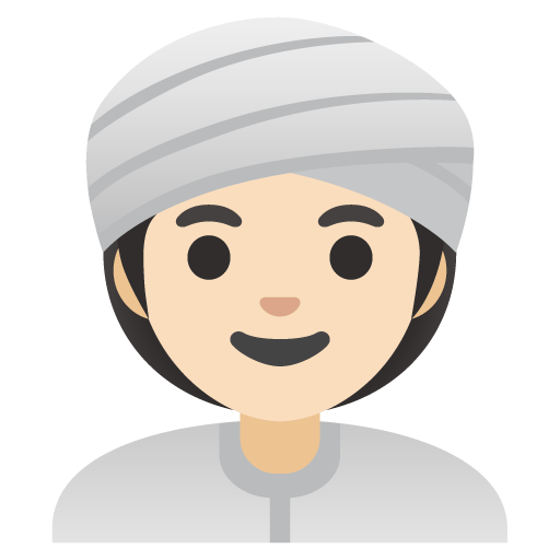 Google design of the woman wearing turban: light skin tone emoji verson:Noto Color Emoji 15.0