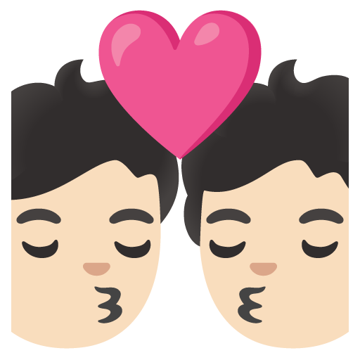 Google design of the kiss: light skin tone emoji verson:Noto Color Emoji 15.0