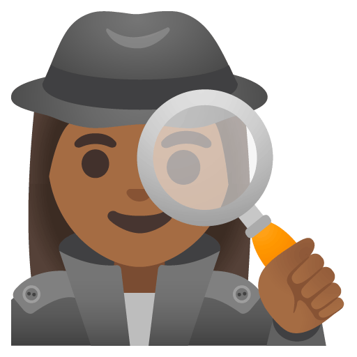 Google design of the woman detective: medium-dark skin tone emoji verson:Noto Color Emoji 15.0