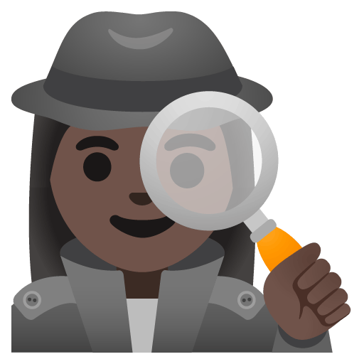 Google design of the woman detective: dark skin tone emoji verson:Noto Color Emoji 15.0