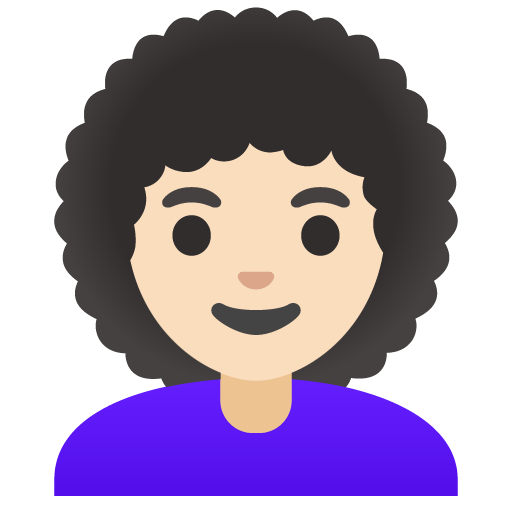 Google design of the woman: light skin tone curly hair emoji verson:Noto Color Emoji 15.0