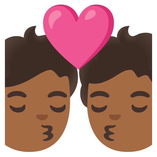 Google design of the kiss: medium-dark skin tone emoji verson:Noto Color Emoji 15.0