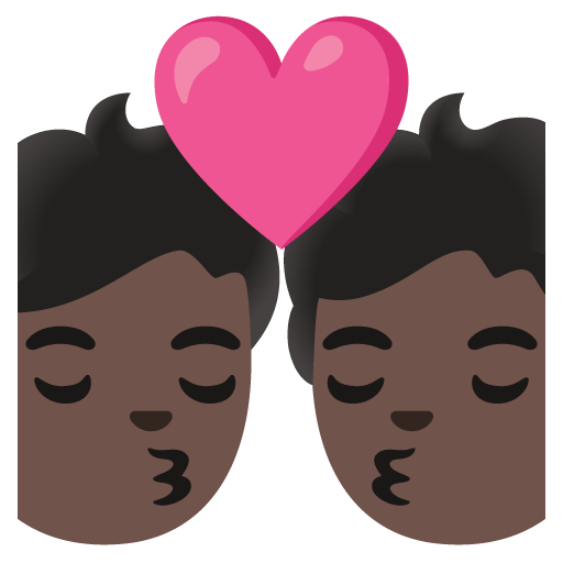 Google design of the kiss: dark skin tone emoji verson:Noto Color Emoji 15.0
