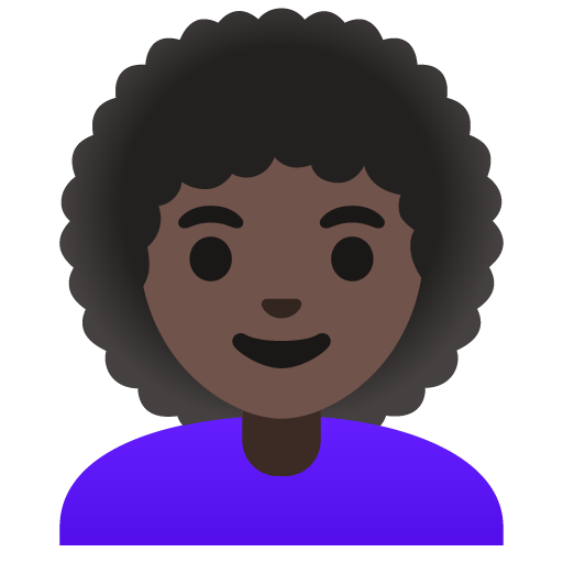 Google design of the woman: dark skin tone curly hair emoji verson:Noto Color Emoji 15.0