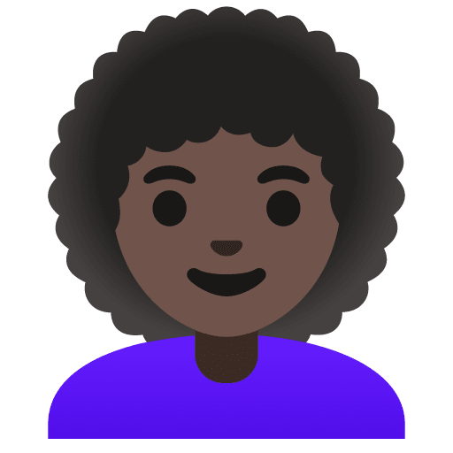 Google design of the woman: dark skin tone curly hair emoji verson:Noto Color Emoji 15.0