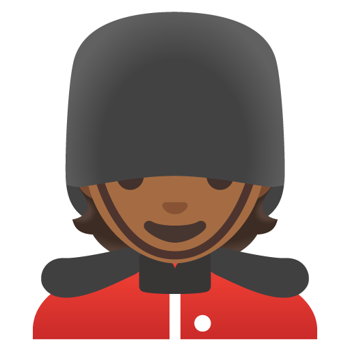 Google design of the guard: medium-dark skin tone emoji verson:Noto Color Emoji 15.0
