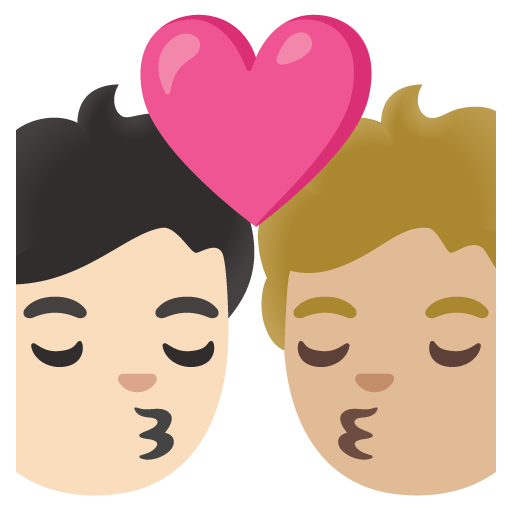 Google design of the kiss: person person light skin tone medium-light skin tone emoji verson:Noto Color Emoji 15.0