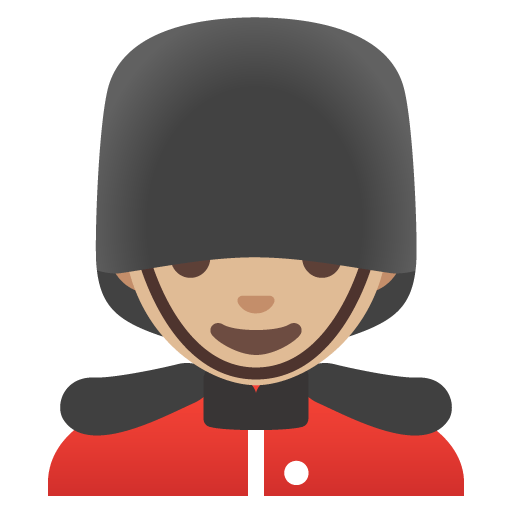 Google design of the man guard: medium-light skin tone emoji verson:Noto Color Emoji 15.0