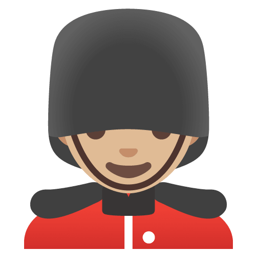 Google design of the man guard: medium-light skin tone emoji verson:Noto Color Emoji 15.0