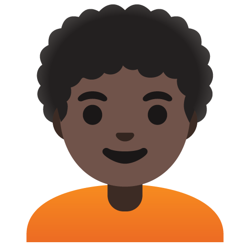 Google design of the person: dark skin tone curly hair emoji verson:Noto Color Emoji 15.0