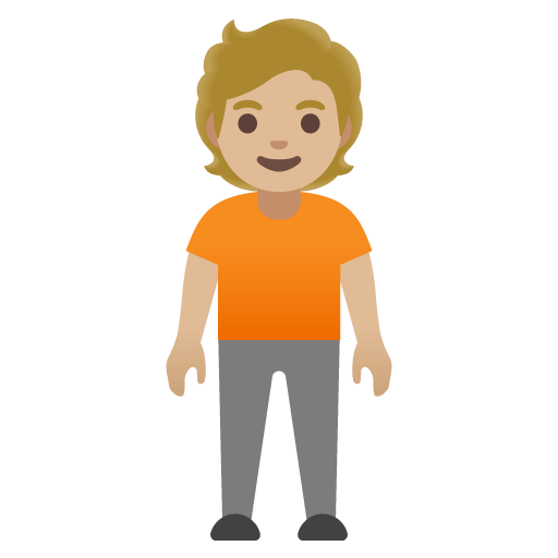 Google design of the person standing: medium-light skin tone emoji verson:Noto Color Emoji 15.0