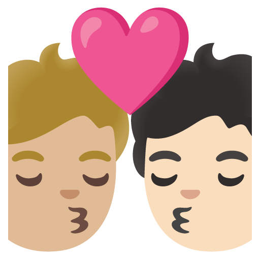 Google design of the kiss: person person medium-light skin tone light skin tone emoji verson:Noto Color Emoji 15.0