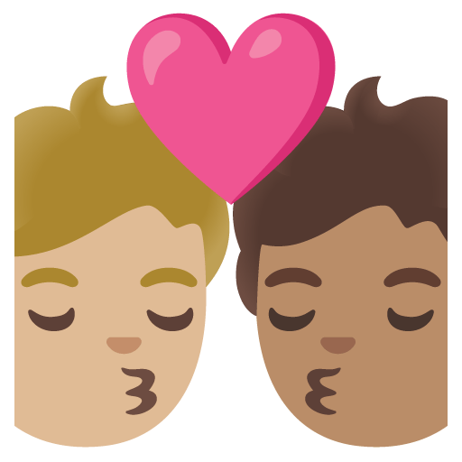 Google design of the kiss: person person medium-light skin tone medium skin tone emoji verson:Noto Color Emoji 15.0