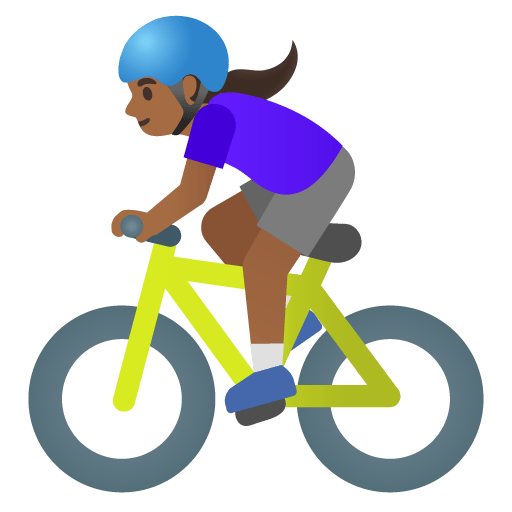 Google design of the woman biking: medium-dark skin tone emoji verson:Noto Color Emoji 15.0