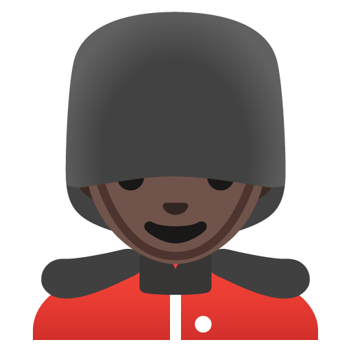 Google design of the man guard: dark skin tone emoji verson:Noto Color Emoji 15.0
