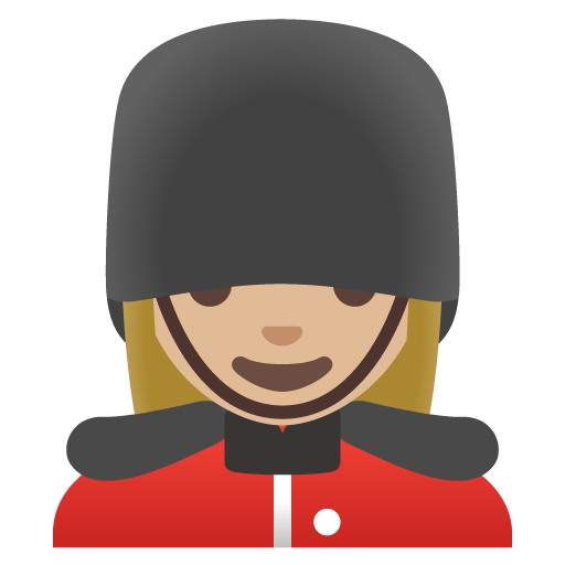 Google design of the woman guard: medium-light skin tone emoji verson:Noto Color Emoji 15.0