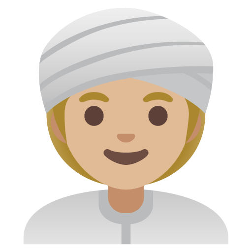 Google design of the woman wearing turban: medium-light skin tone emoji verson:Noto Color Emoji 15.0