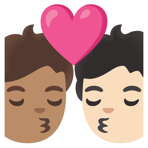 Google design of the kiss: person person medium skin tone light skin tone emoji verson:Noto Color Emoji 15.0