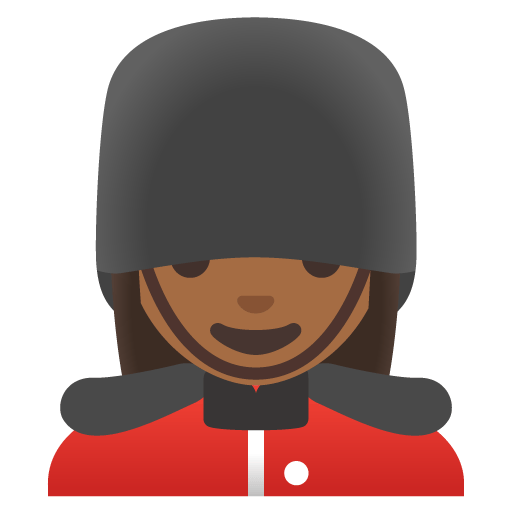 Google design of the woman guard: medium-dark skin tone emoji verson:Noto Color Emoji 15.0