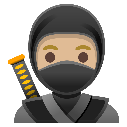 Google design of the ninja: medium-light skin tone emoji verson:Noto Color Emoji 15.0