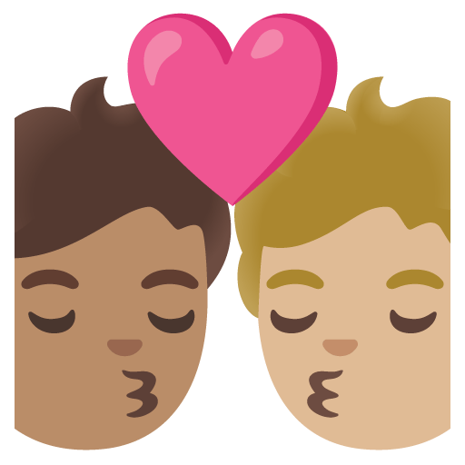 Google design of the kiss: person person medium skin tone medium-light skin tone emoji verson:Noto Color Emoji 15.0