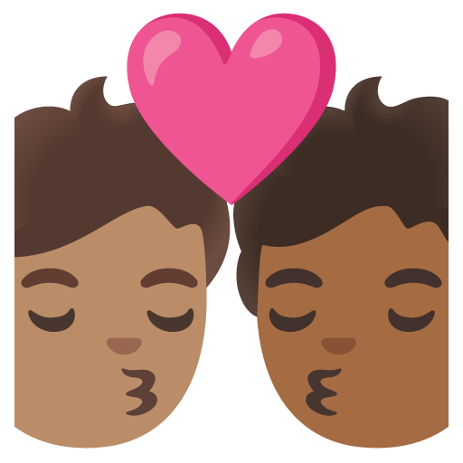 Google design of the kiss: person person medium skin tone medium-dark skin tone emoji verson:Noto Color Emoji 15.0