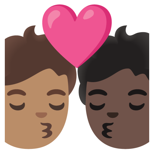 Google design of the kiss: person person medium skin tone dark skin tone emoji verson:Noto Color Emoji 15.0
