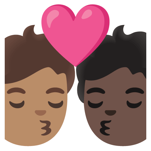Google design of the kiss: person person medium skin tone dark skin tone emoji verson:Noto Color Emoji 15.0
