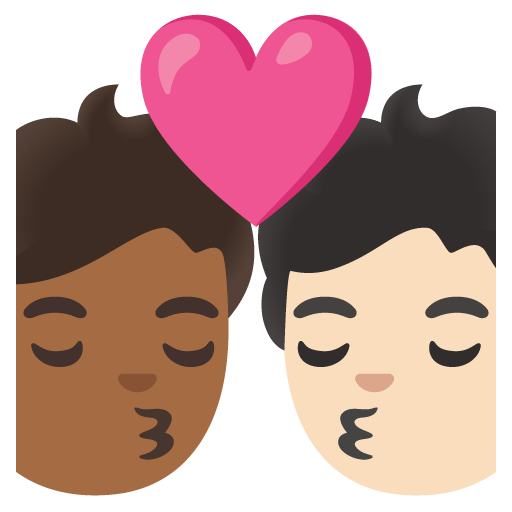Google design of the kiss: person person medium-dark skin tone light skin tone emoji verson:Noto Color Emoji 15.0