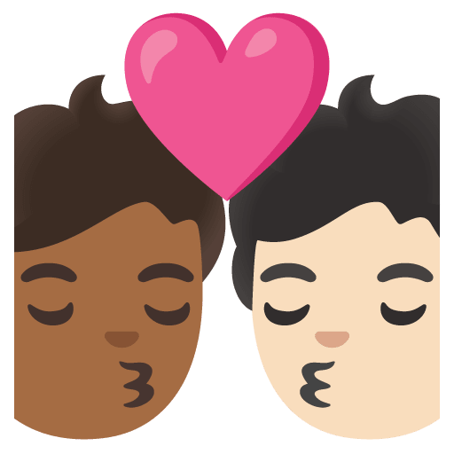 Google design of the kiss: person person medium-dark skin tone light skin tone emoji verson:Noto Color Emoji 15.0