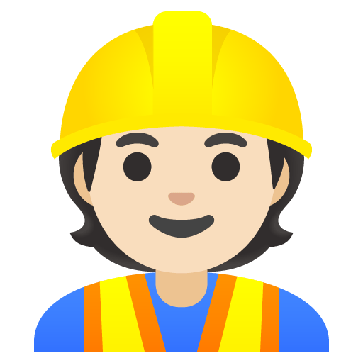 Google design of the construction worker: light skin tone emoji verson:Noto Color Emoji 15.0