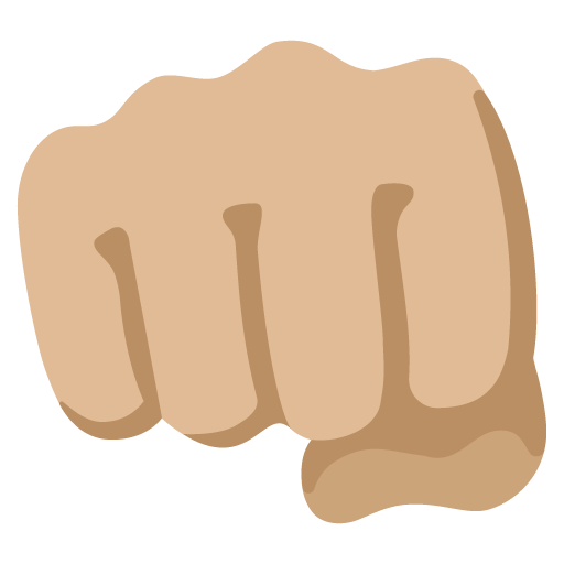 Google design of the oncoming fist: medium-light skin tone emoji verson:Noto Color Emoji 15.0