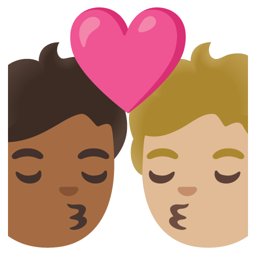 Google design of the kiss: person person medium-dark skin tone medium-light skin tone emoji verson:Noto Color Emoji 15.0