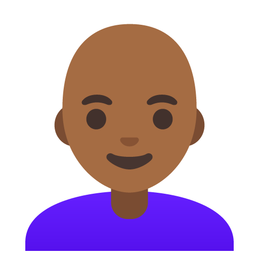 Google design of the woman: medium-dark skin tone bald emoji verson:Noto Color Emoji 15.0