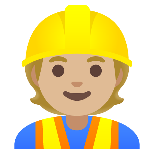 Google design of the construction worker: medium-light skin tone emoji verson:Noto Color Emoji 15.0
