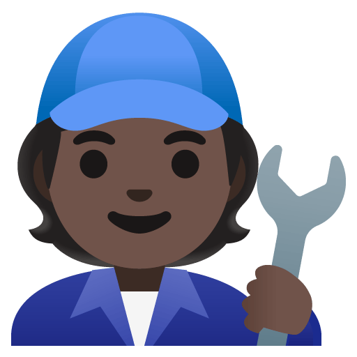 Google design of the mechanic: dark skin tone emoji verson:Noto Color Emoji 15.0