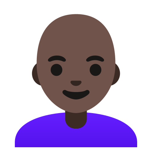 Google design of the woman: dark skin tone bald emoji verson:Noto Color Emoji 15.0
