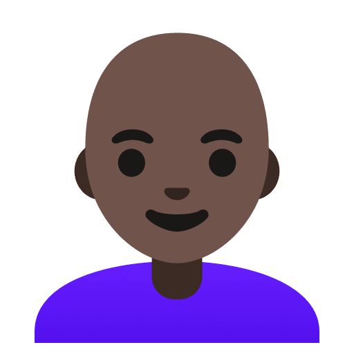 Google design of the woman: dark skin tone bald emoji verson:Noto Color Emoji 15.0
