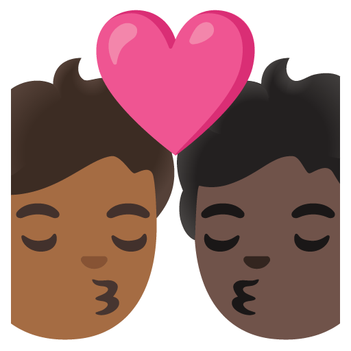 Google design of the kiss: person person medium-dark skin tone dark skin tone emoji verson:Noto Color Emoji 15.0