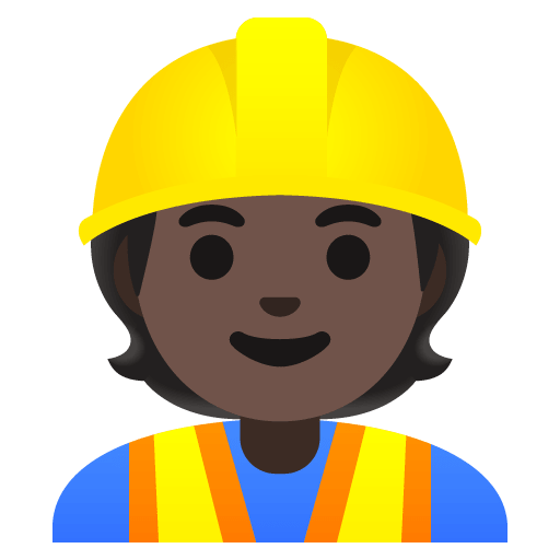 Google design of the construction worker: dark skin tone emoji verson:Noto Color Emoji 15.0