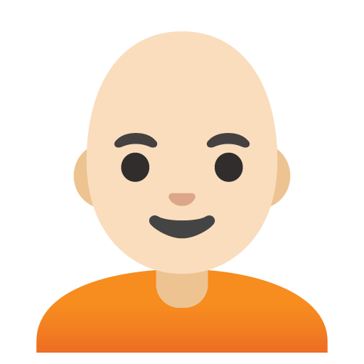 Google design of the person: light skin tone bald emoji verson:Noto Color Emoji 15.0