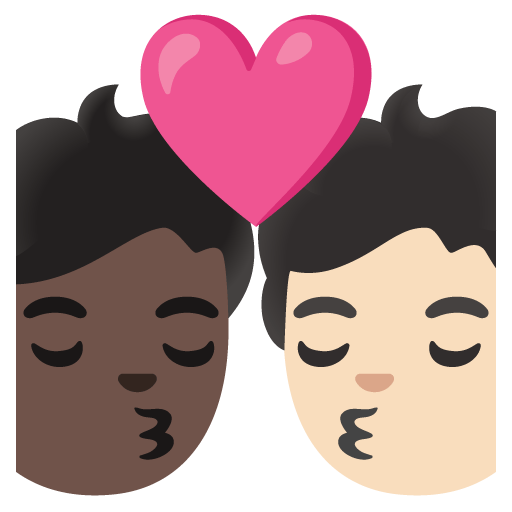 Google design of the kiss: person person dark skin tone light skin tone emoji verson:Noto Color Emoji 15.0