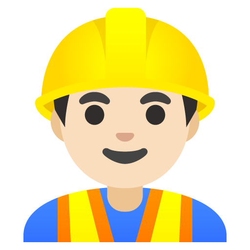 Google design of the man construction worker: light skin tone emoji verson:Noto Color Emoji 15.0