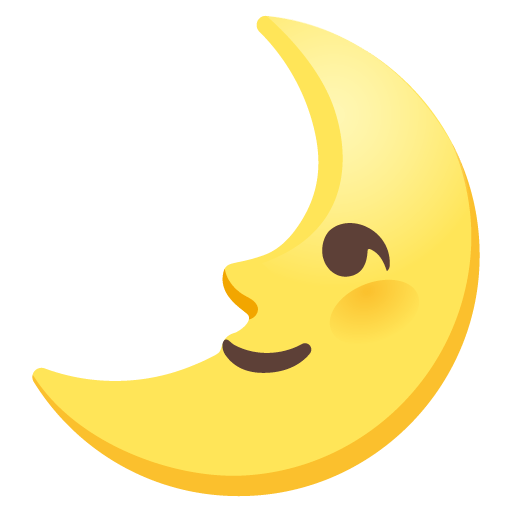 Google design of the first quarter moon face emoji verson:Noto Color Emoji 15.0